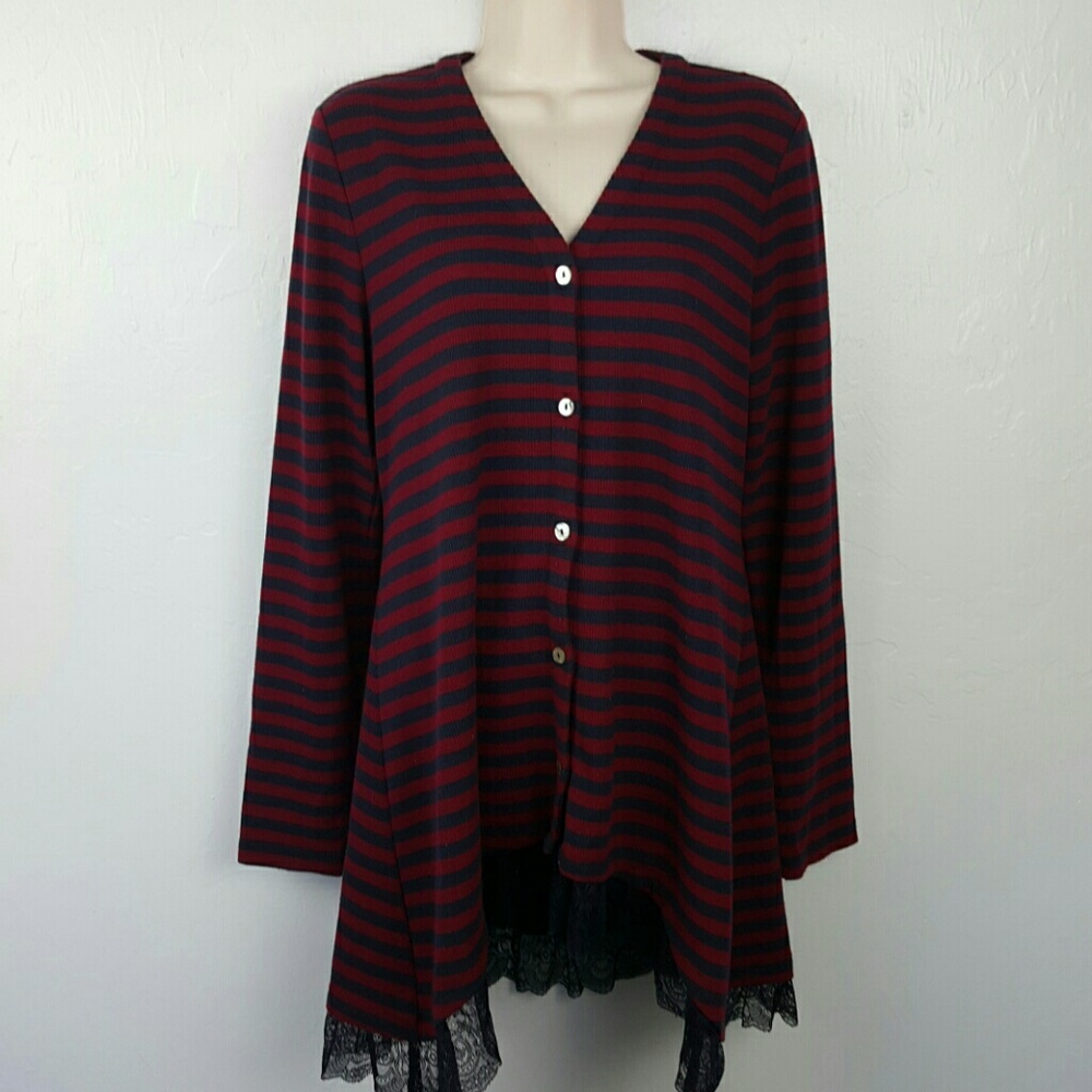Logo Lori Goldstein women long cardigan button up size M